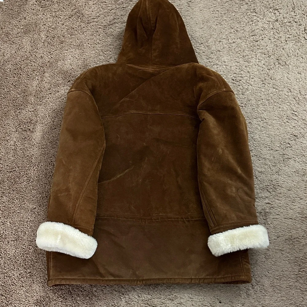 Vintage Gallery Brown Sued Leather Jacket with Cream Accents - Picture 11 of 11